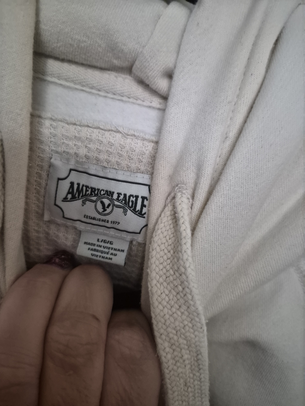 American Eagle Outfitters Cream Drawstring Hoodie - Picture 3 of 5